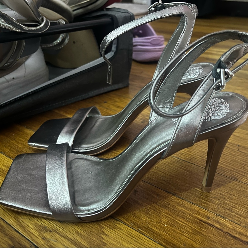Elegant Metallic Silver High Heel Sandals